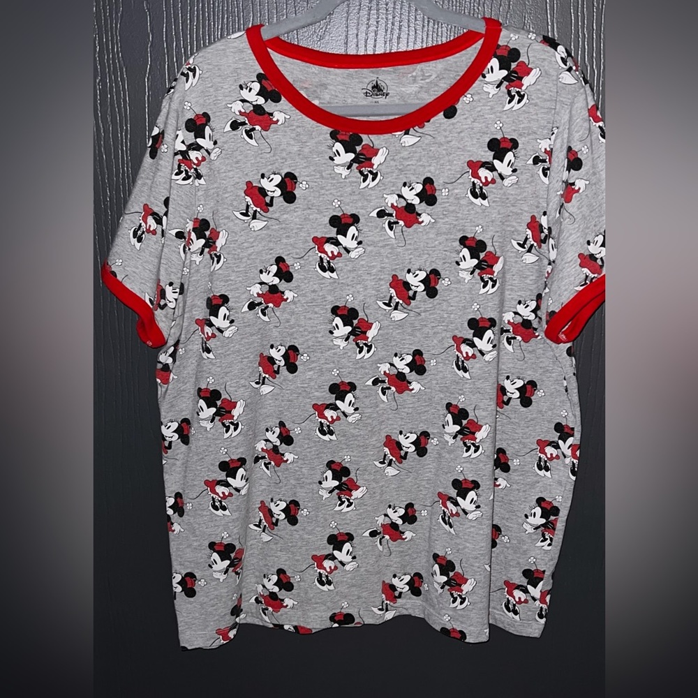 Disney Parks- Minnie Mouse allover Ringer T-Shirt-